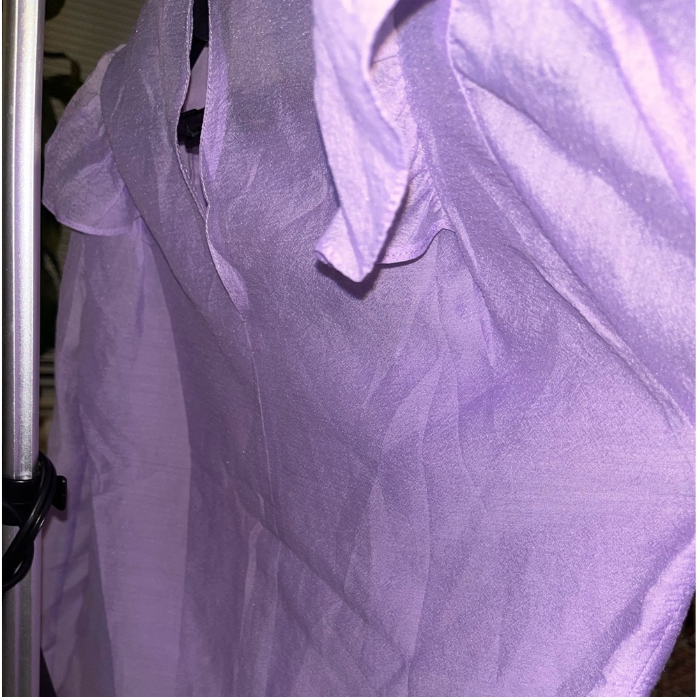 River Island Petite frill front blouse in lilac size 6 - Picture 8 of 10